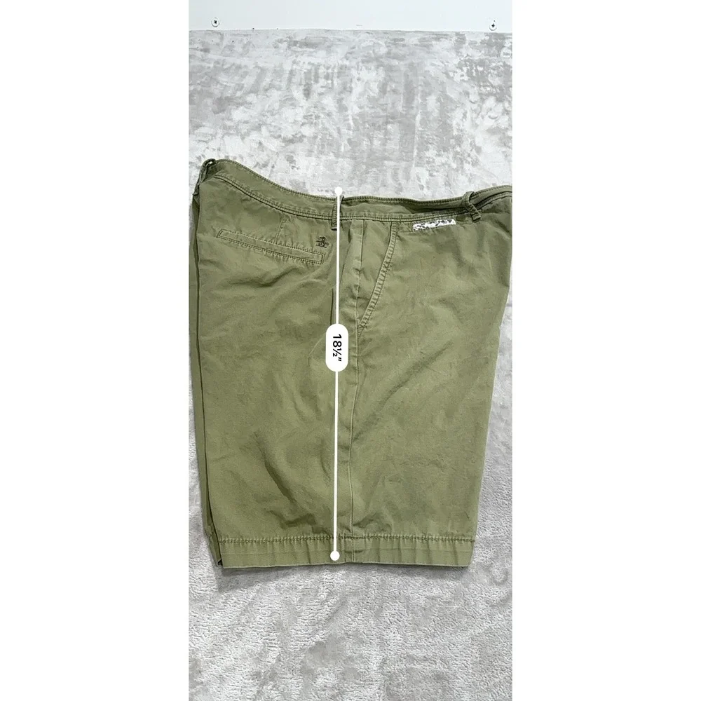 Original Penguin Khaki Shorts Mens Size 36 Green Zippered Button Embroidered